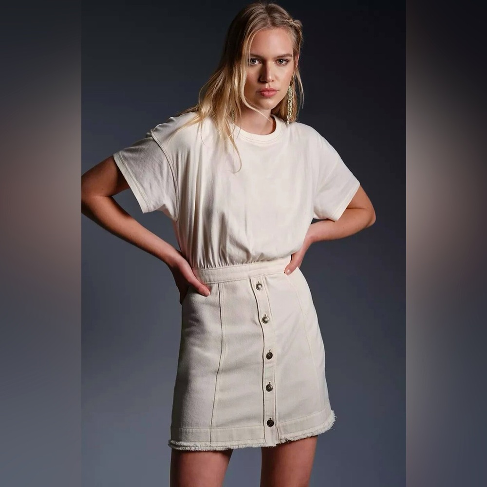 Pilcro by Anthropologie Denim Skirt & Knit Tee Twofer Mini Dress